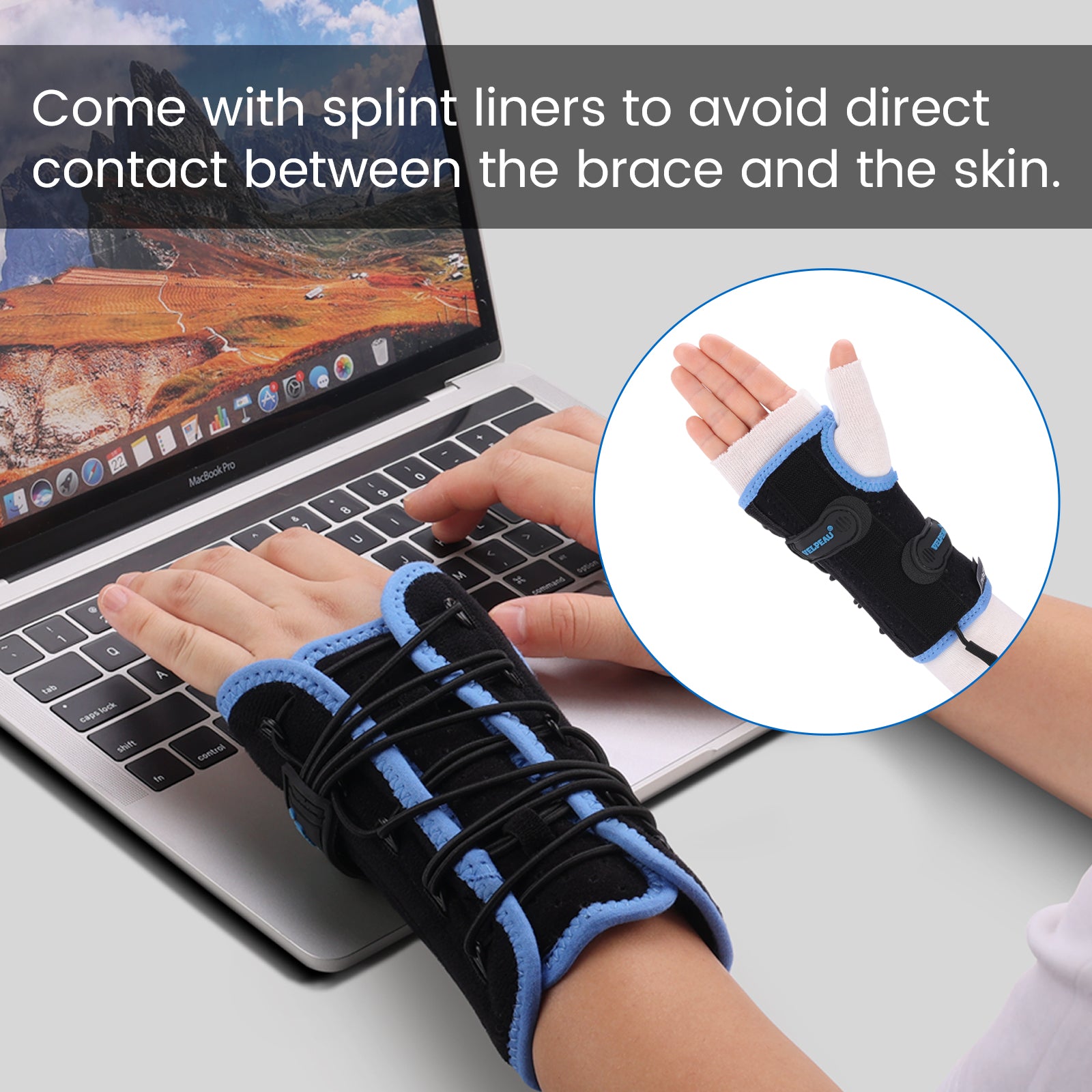 VELPEAU Thumb Brace Support Reversible Wrist & Thumb Spica Splint