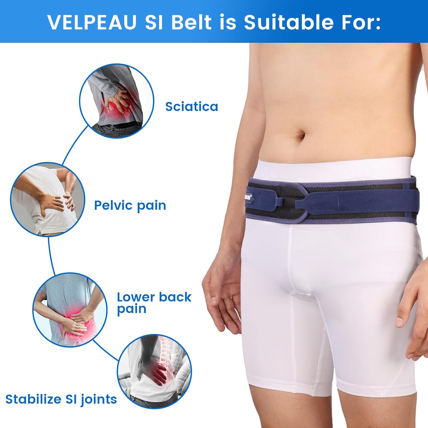VP1022 VELPEAU Sacroiliac Si Joint Hip Belt - VELPEAU