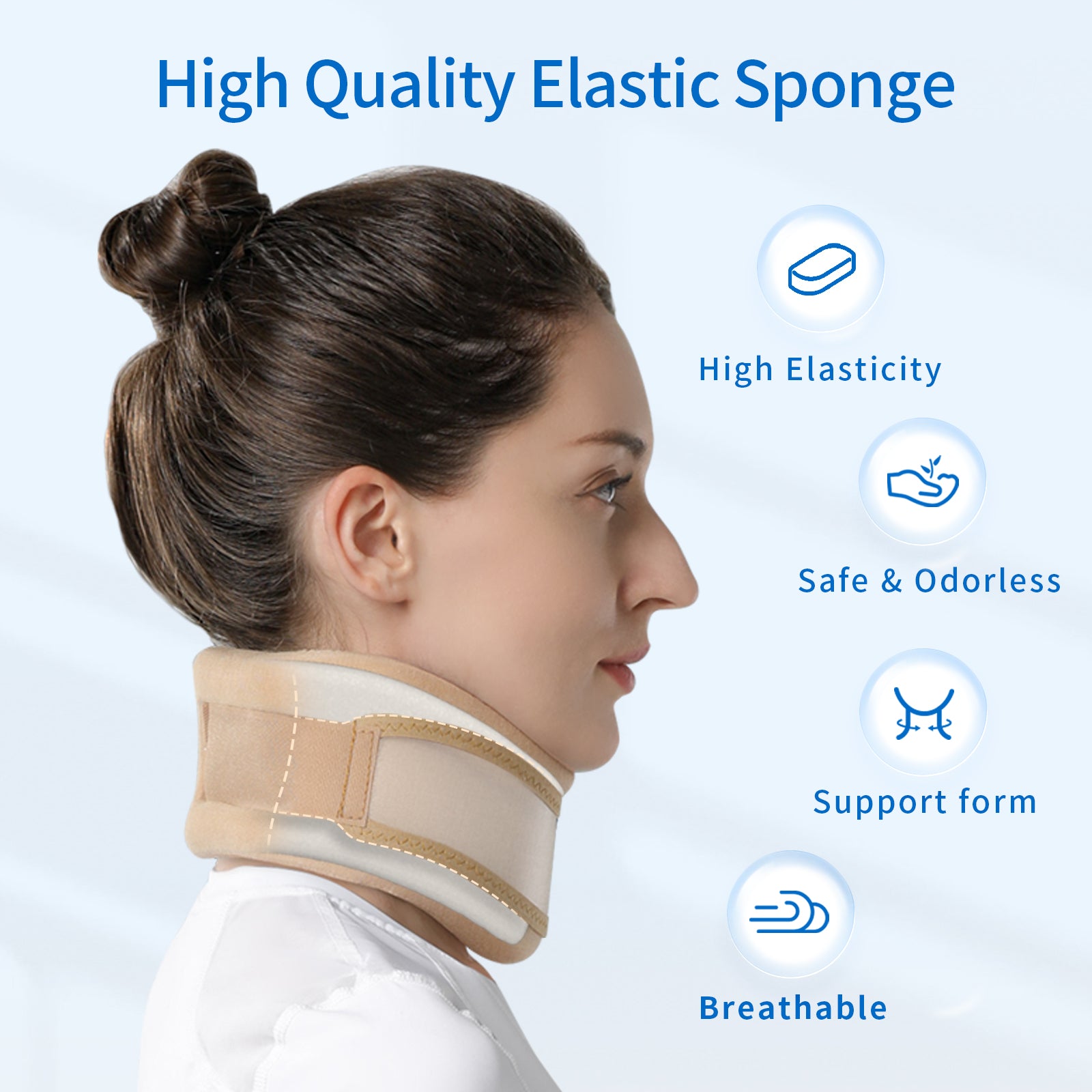 VELPEAU Neck Support Brace - Soft Foam Cervical Collar (Enhanced