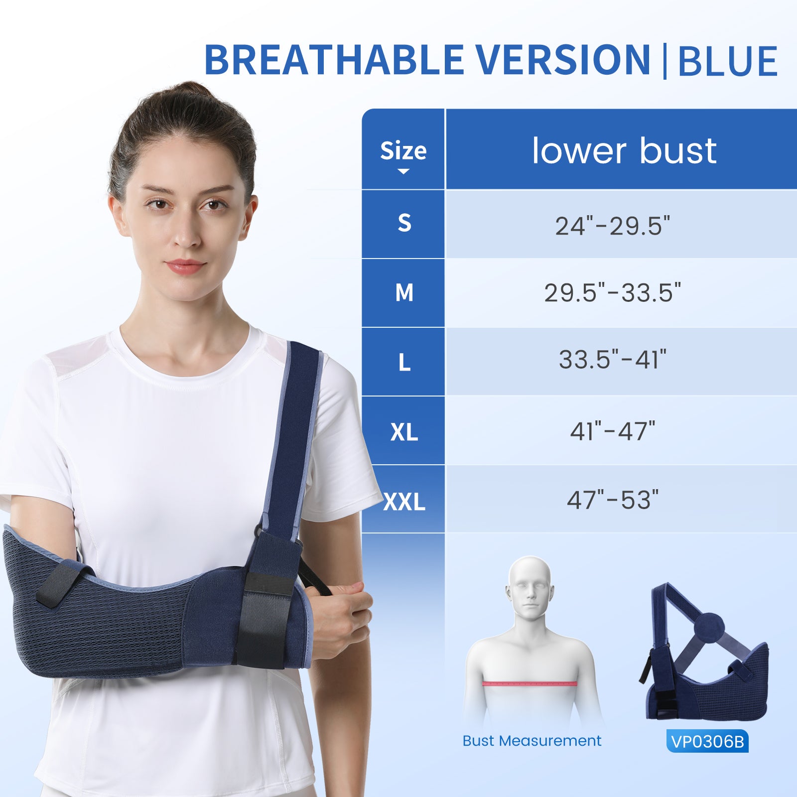 VP0306B VELPEAU Arm Sling Shoulder Immobilizer Breathable Version