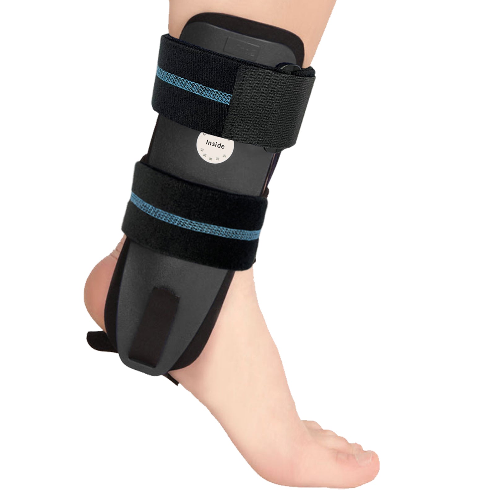 VP1501 VELPEAU Ankle Brace Stirrup Ankle Splint Adjustable Rigid Stabilizer for Sprains-Foam Pads Version