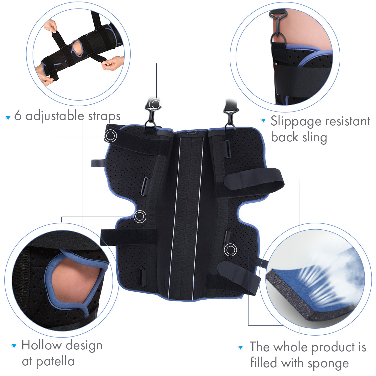 VP1201 VELPEAU Knee Immobilizer Single-panel