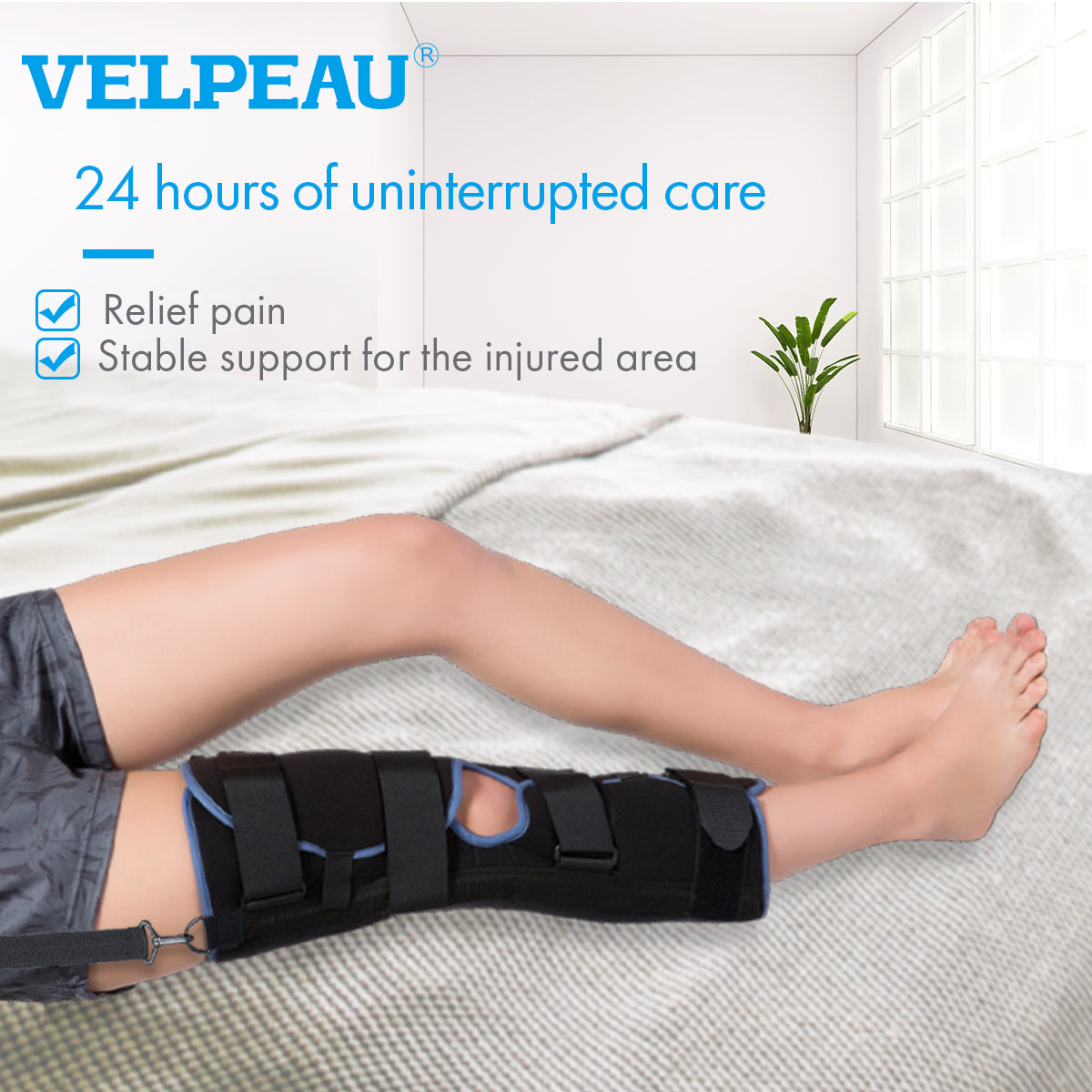3-Panel Knee Immobilizer Full Leg Support Brace Aluminum alloy
