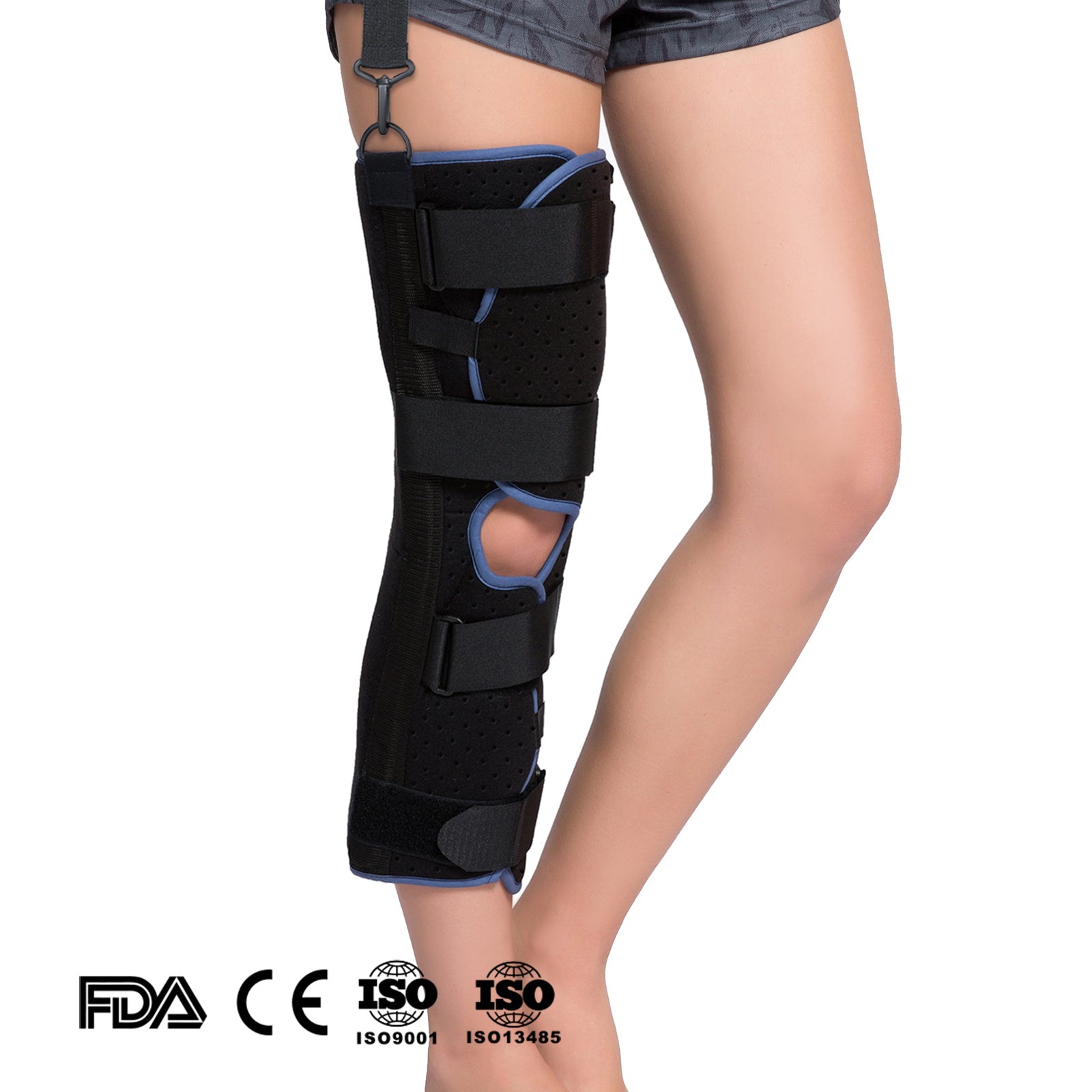 Knee Immobilizer Full Leg Brace - Breathable and Lightweight Splint  Orthopedic Guard Protector for Knee Pre-and Postoperative & Injury or